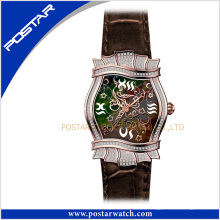 Irregular High-End Unisex Aço Inoxidável Swiss Quartz Leather Watch